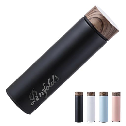 [WB9973] Water Bottle Stainless Steel Vacuum Insulated  w/ Wood Grain Cover 17 Oz
