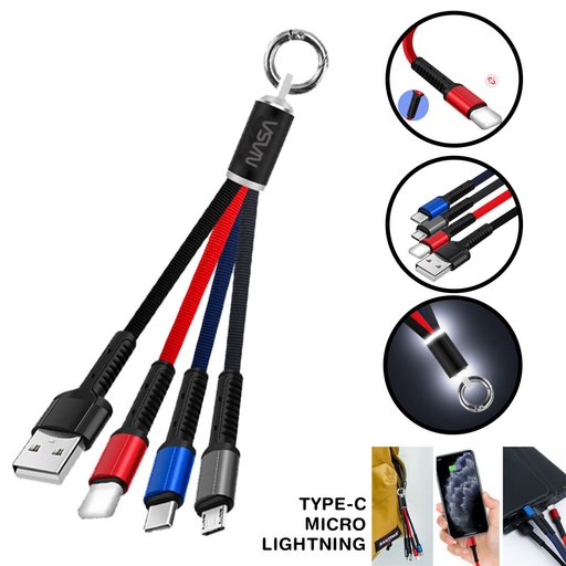 [YV8479] LED 3-in-1 Charging Cables - iPhone, Micro, Type-C. YV8479