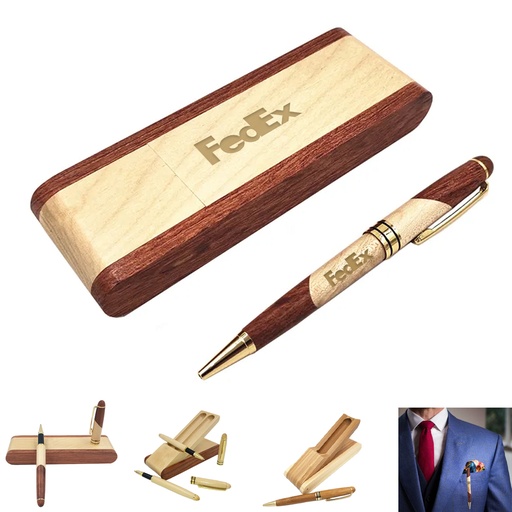 [LP9837] Woodland Elite Pen Collection - Woodland Elite Dual Pen & Case Gift Set