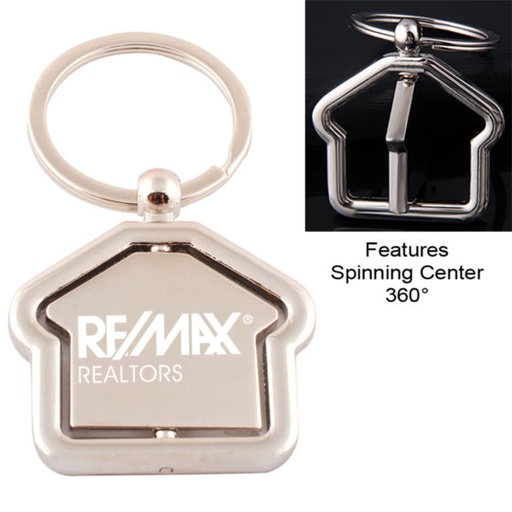 [HK4138] Premium House Shaped Metal Keychain - Rotating Center