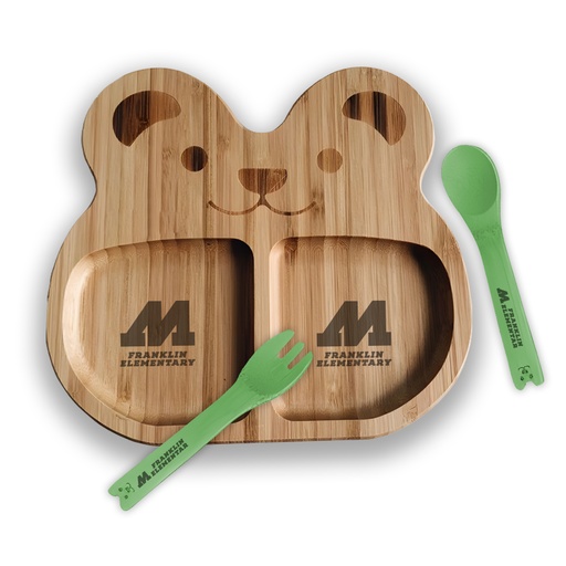 [BP9614] Custom Shape Bamboo Plate + Spoon + Fork Set