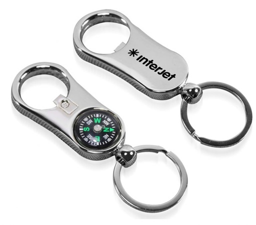[MB1249] Metal Bottle Opener Compass Keychain