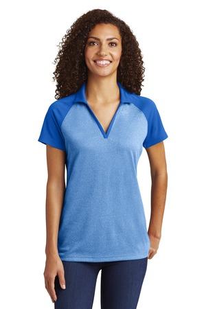 Sport-Tek Ladies PosiCharge RacerMesh Raglan Heather Block Polo. LST641