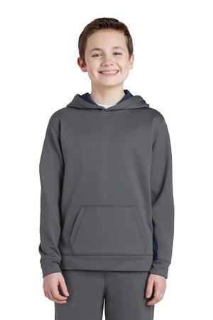 [YST235] Sport-Tek Youth Sport-Wick Fleece Colorblock Hooded Pullover. YST235