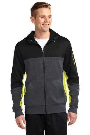 [ST245] Sport-Tek Tech Fleece Colorblock Full-Zip Hooded Jacket. ST245