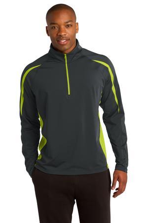 [ST851] Sport-Tek Sport-Wick Stretch 1/2-Zip Colorblock Pullover. ST851
