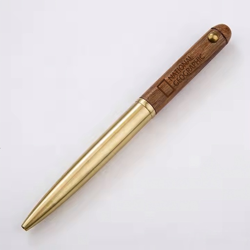 [PQ2187] Wooden and brass Ballpoint Pen with cap. PQ2187