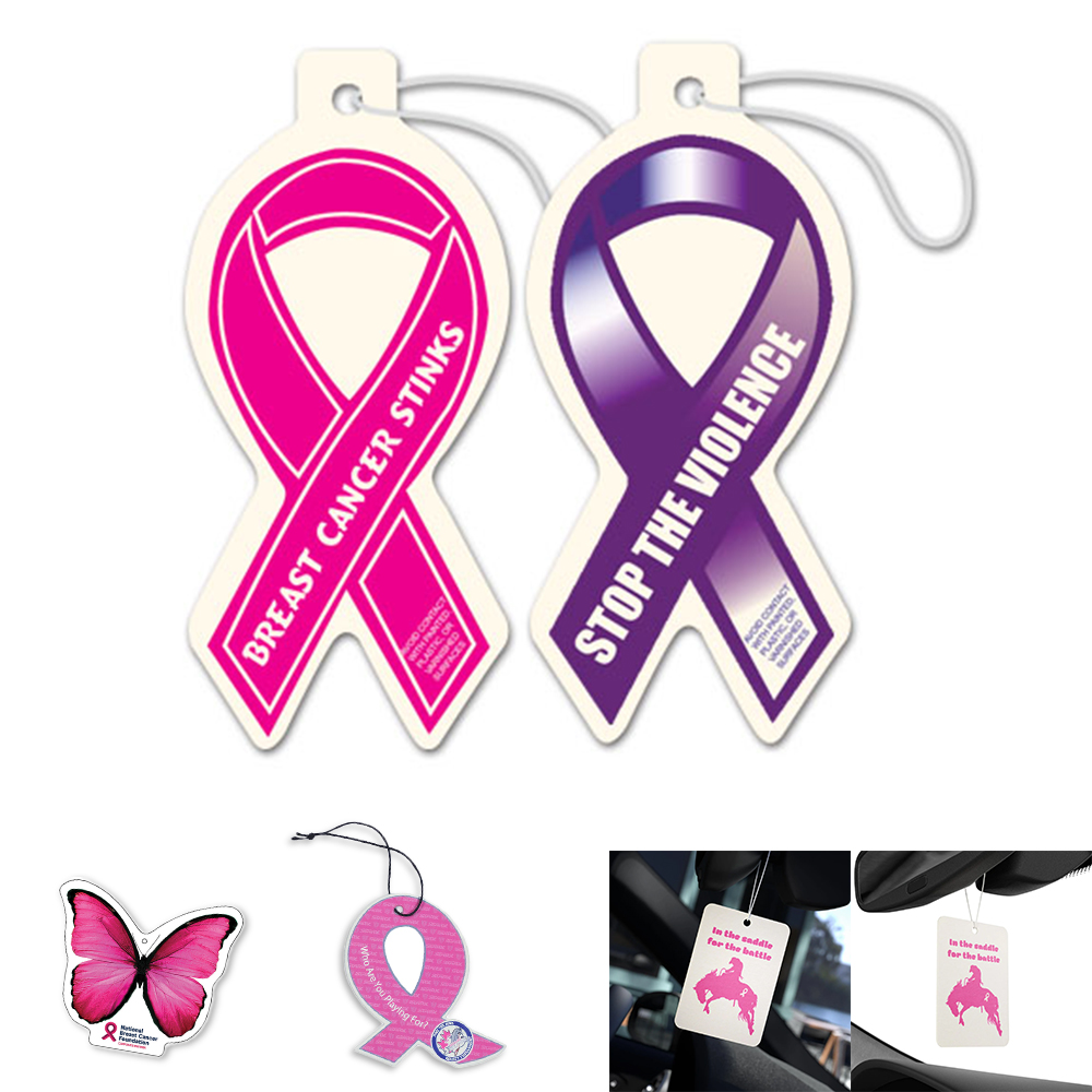 [UB1036] Pink Ribbon Car Air Freshener. UB1036