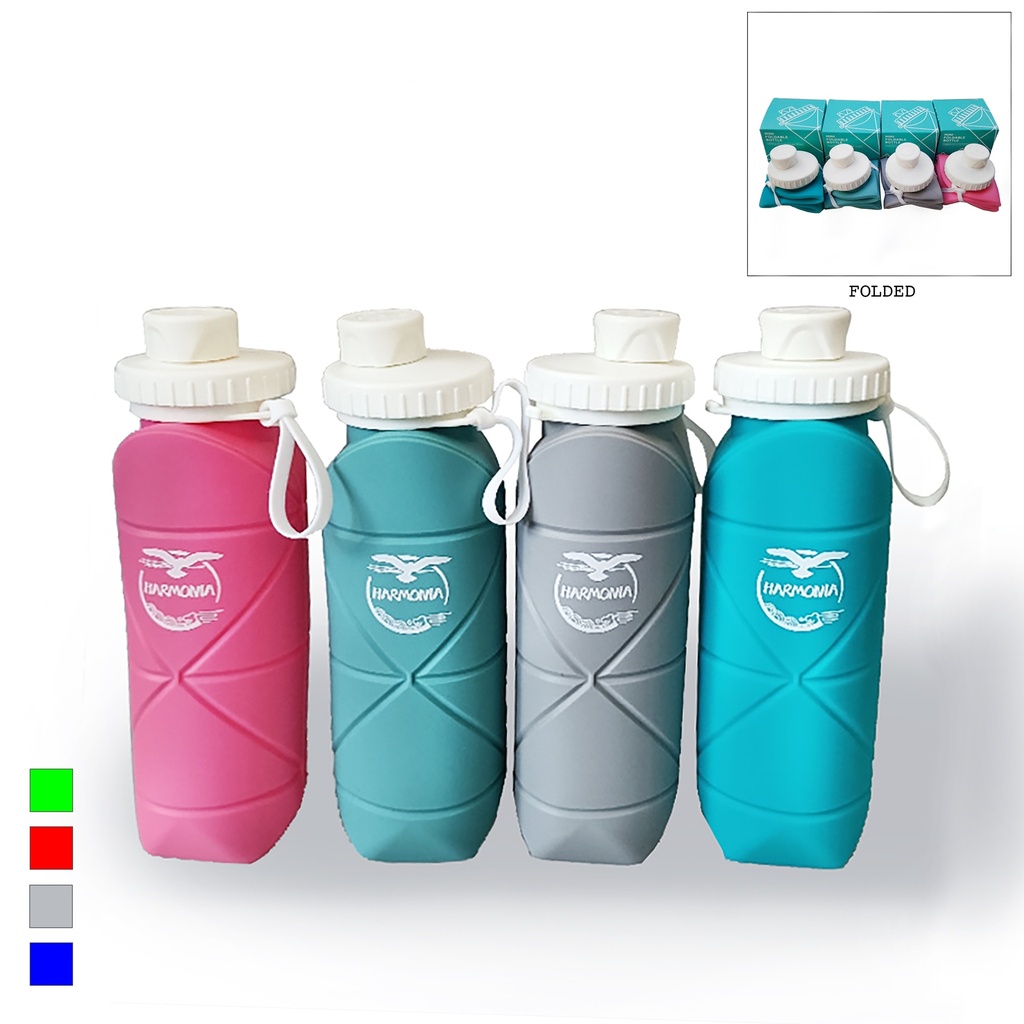 [SB8667] 20 oz Collapsible Silicone Water Bottle. SB8667
