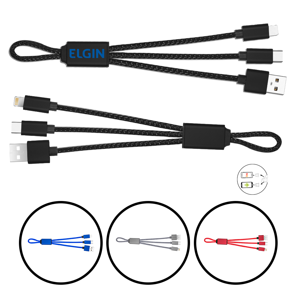 [PWB8741] 3-in-1 USB Charging Cables Type C, IOS and Micro. PWB8741