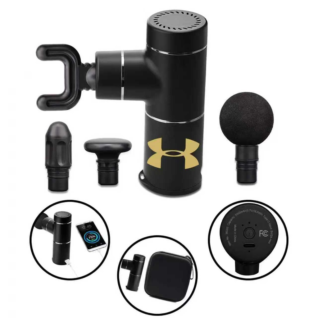 [NG3887] Compact 5000mAh Mini Percussion Massage Gun Kit 4 Heads. NG3887
