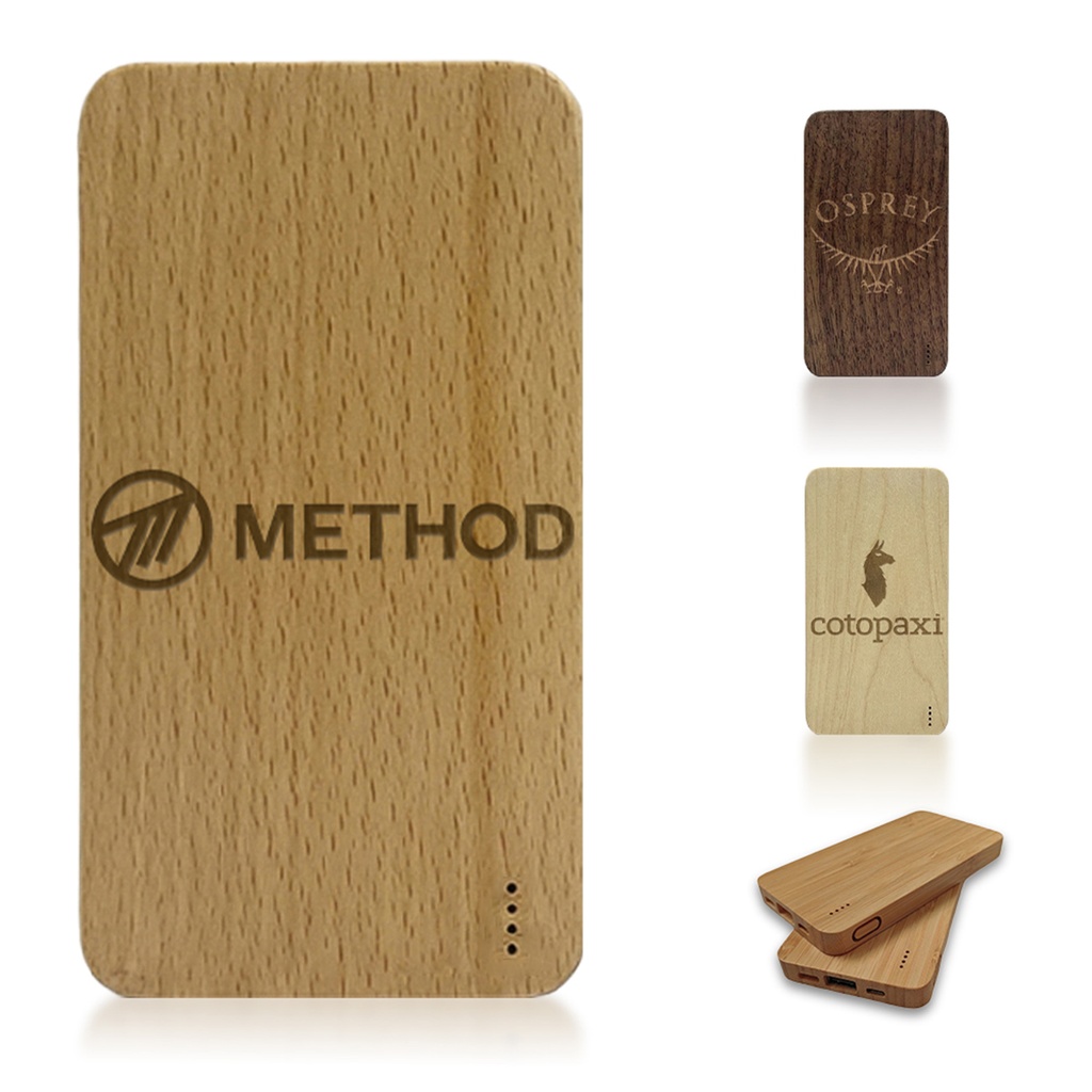 [PB4227] Bamboo Wood 8000mAh Portable Power Bank. PB4227