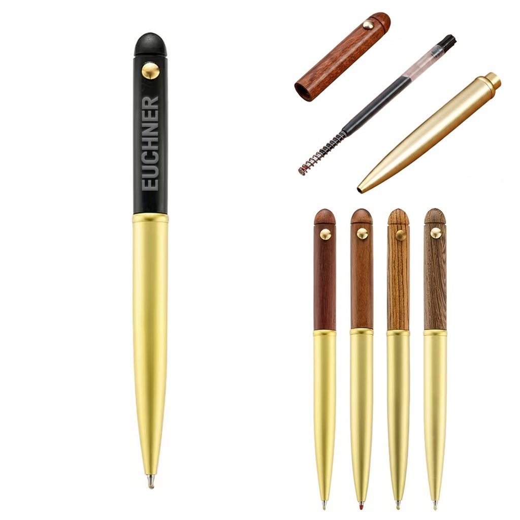 [SP3310] Wood and Brass Retractable Ballpoint Pen. SP3310