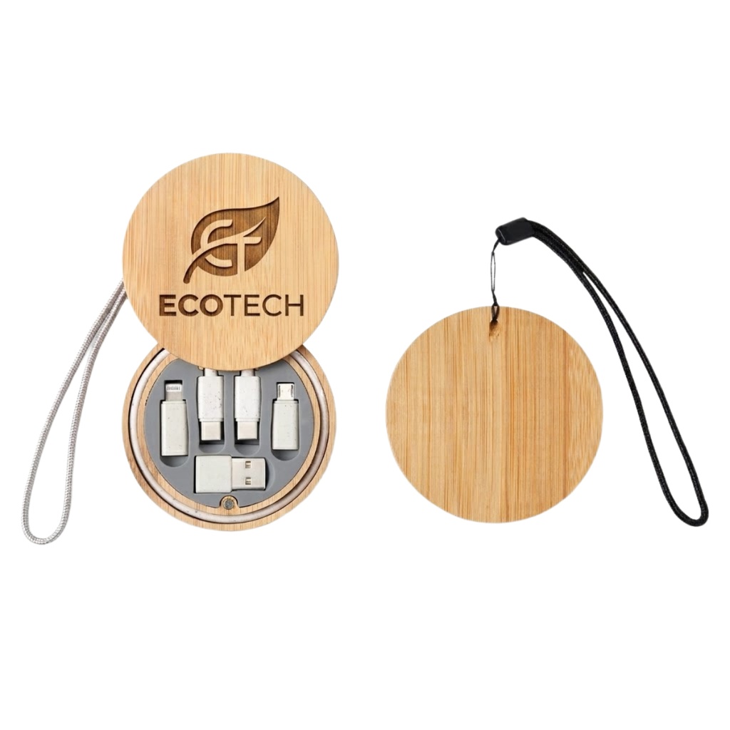 Eco 6-in-1 Wood Travel Charging Cable Kit. BC5008