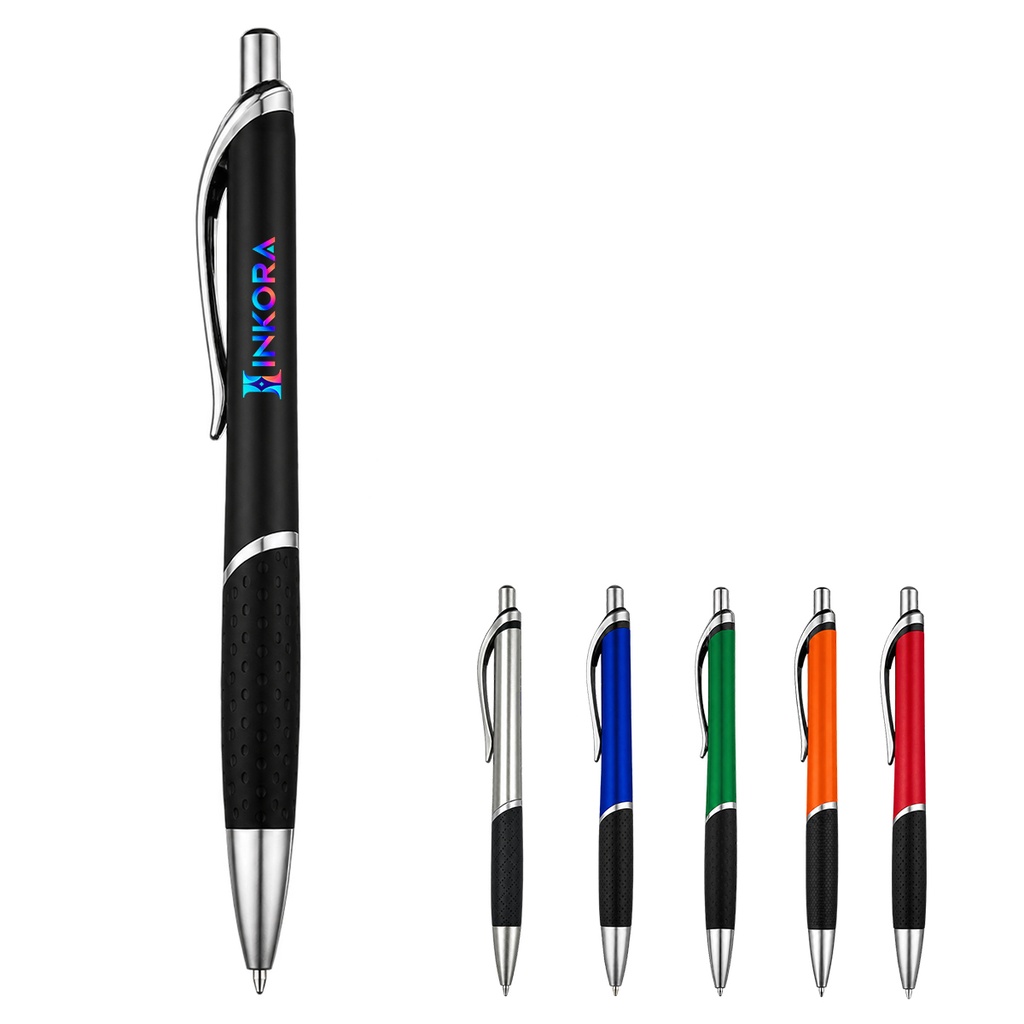 Custom Rubber Grip Metal Retractable Ballpoint Pen. PC0003
