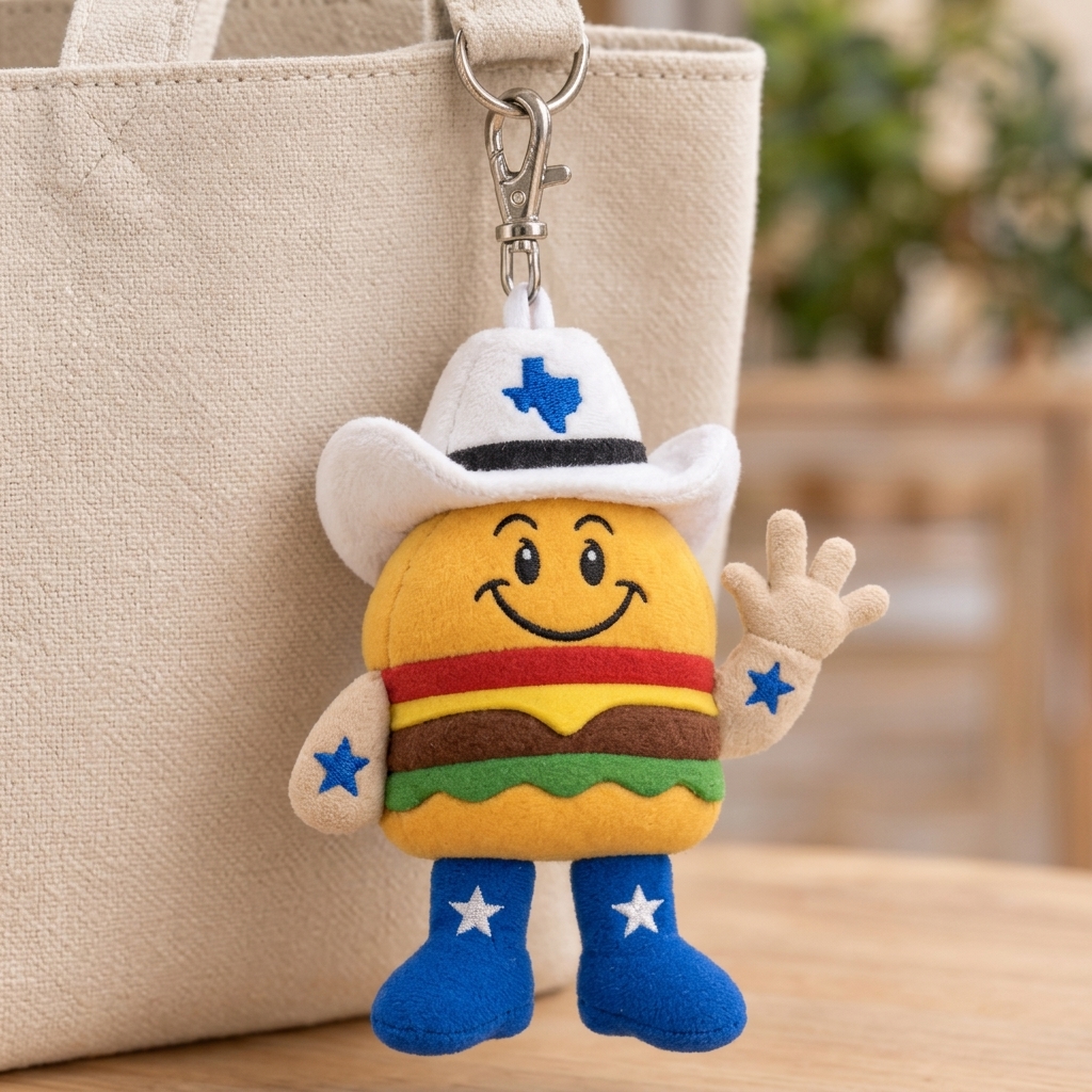 Custom 4" Plush Mascot Keychain with Clip. PT1850