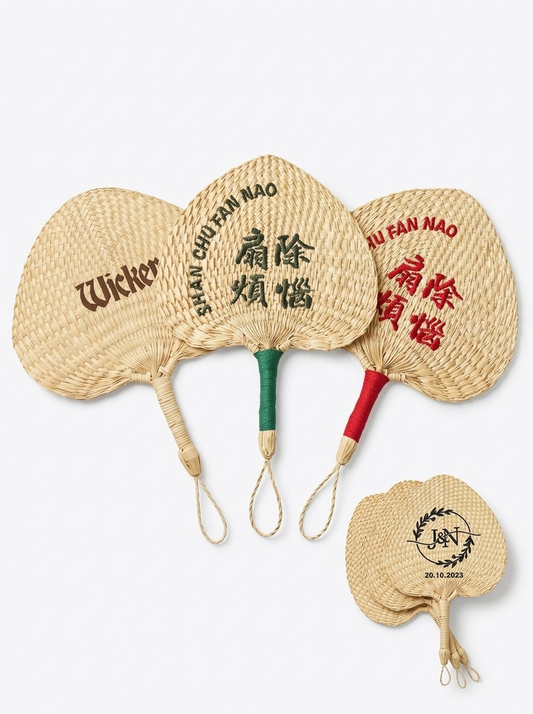Custom Woven Wheat Straw Hand Fan with Tassel. SF7550