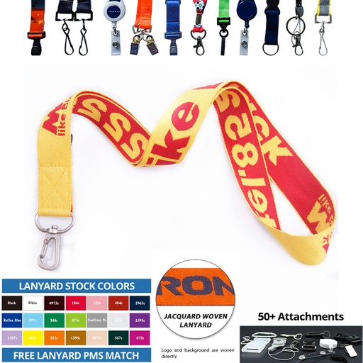 [LL5848] Custom 3/4" Polyester Lanyard - 3 Color Woven Jacquard