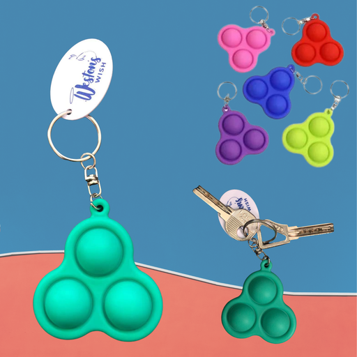 [ST6025] Pop-It Fidget Keychain w/ Imprinted Tag