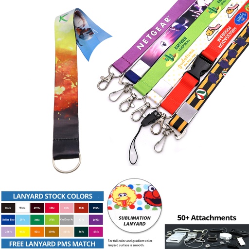 [LL2580] Custom 3/4" Polyester Lanyard - Full Color