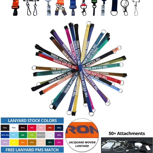 [LL5820] Custom 1/2" Polyester Lanyard - 3 Color Woven Jacquard