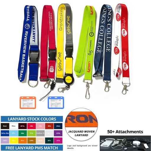 [LL5835] Custom 5/8" Polyester Lanyard - 3 Color Woven Jacquard