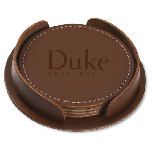 [CS3953] Washington Round 4 Piece Leather Coaster Set