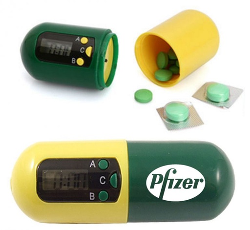 [1377555_AB0338] Capsule Shaped Digital Electronic Timer Pill Box. AB0338