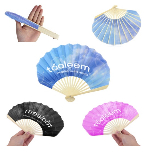 [HF9641] Bamboo Summer Folding Hand Fan - Satin Cloth