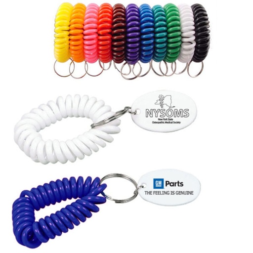 [UB3730] Bracelet Coil Keychain W/ Imprinted Tag
